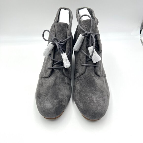 11W 11 WIDE WIDTH Dr Scholls Dakota Gray Microsuede Wedge Ankle Boots Shoes - Picture 2 of 13